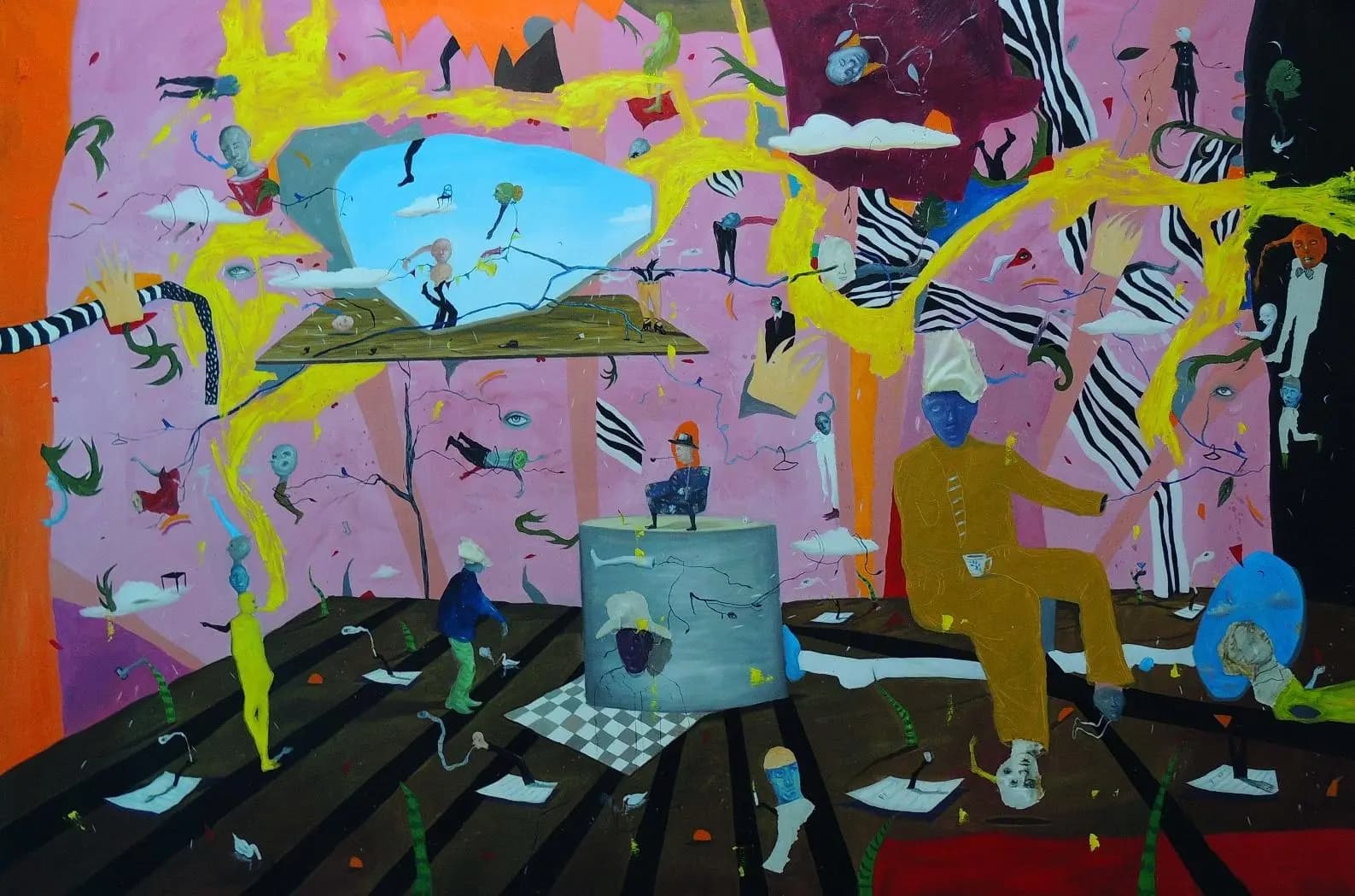 «En mi habitación siguen pasando cosas» (2023), mixta sobre tela — pintura de Johan Galué
