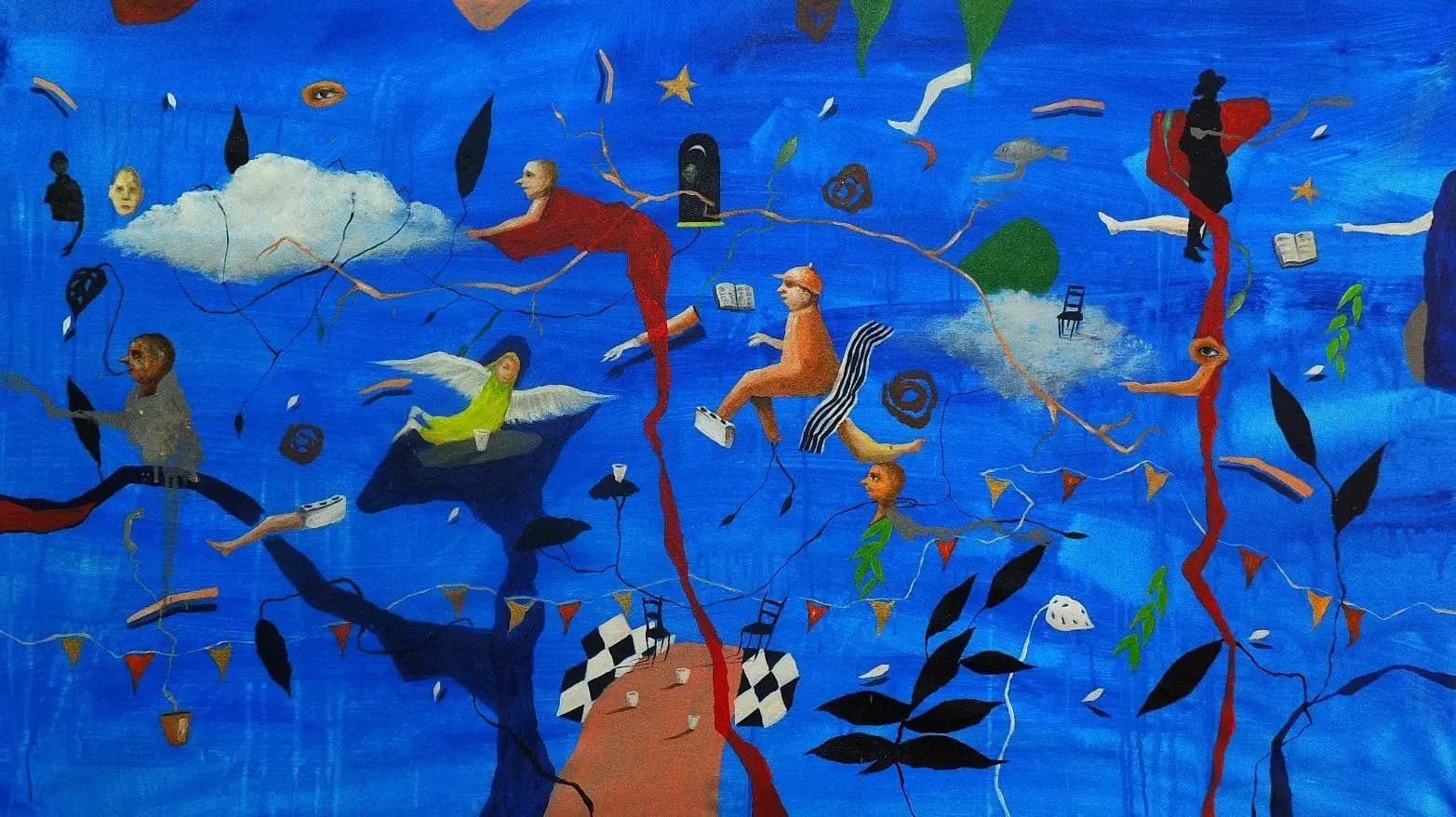 «Lectura compartida» (2021), mixta sobre tela — pintura de Johan Galué